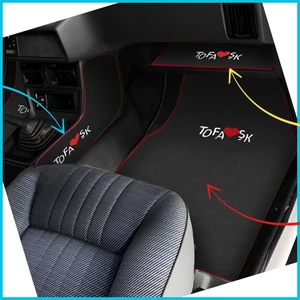 Tusba Market Tofaş Şahin Doğan Kartal Nakışlı Siyah Oto Paspas & Vites Konsol Halısı & Torpido Alt Sehpa Örtüsü