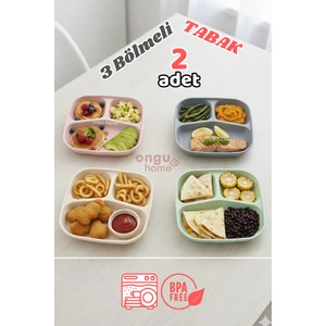 2 Adet Kahvaltı Tabağı Üç Bölmeli Tabak Mama Tabağı Tabldot