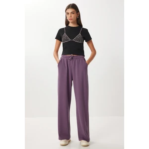 Happiness İstanbul Geniş Paça Modal Eşofman Altı LUB0070 Açık Mor