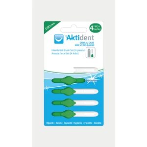 Arayüz Diş Fırçası Seti Orta Sertlik 4 Parça Yeşil Renk 0,80 mm Kalınlık