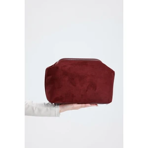 Kadın Bordo Süet Clutch El Çantası