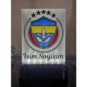 3D Dönüşüm Atölyesi Kişiye Özel İsimli Sarı Lacivert Dekoratif LED Lamba Beyaz Led