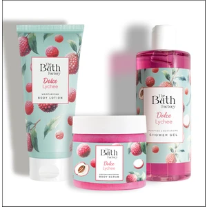 The Bath Factory Liçi Aromalı Peeling + Liçi Aromalı Duş Jeli +  Liçi Aromalı Vücut Losyonu