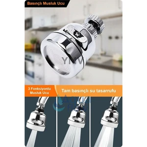 Lüks Su Tasarruflu Yeni Model 360° Hareketli Krom Mutfak Lavabo Batarya Çeşme Musluk Başlığı