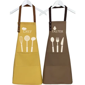 Kumaş Mutfak Önlüğü Seti 2'li Leke Tutmaz Su Itici %65 Pamuk %35 Polyester Chef Taster Önlük