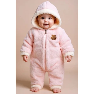 Kışlık Peluş Kapüşonlu Bebek Tulumu