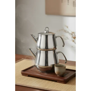 YUNUSOĞLU HOME Aletta Büyük Boy Paslanmaz Çelik Çaydanlık Metal Kulp Aile Boy Kullanım 1.6l+2.5l