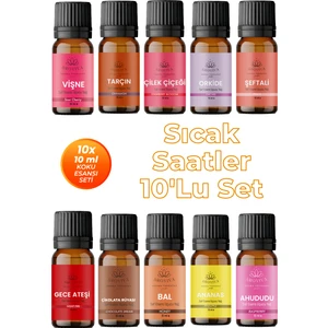 Sıcak Saatler Esansiyel Uçucu Koku Yağı Buhurdanlık Yağı Difüzör Esansı 10'lu Set 10X10ML