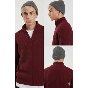 Stilim Trend Unisex Dik Yaka Kaliteli Tarz Yeni Sezon Oversize Kazak