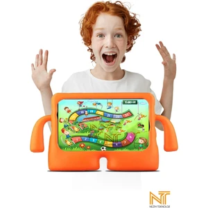 Nezih Case Samsung Galaxy Tab A9 Plus SM-X210 Uyumlu Çocuklar Için Standlı Silikon Kılıf