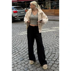 Siyah Barrel Fit Kadın Eşofman Altı MG2553