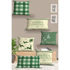 Belle Benoit 6’li Yılbaşı Desenli, Dikdörtgen, Çift Tarafı Dijital Baskı, Yastık Kılıfı,kırlent Kılıfı, Fermuarlı