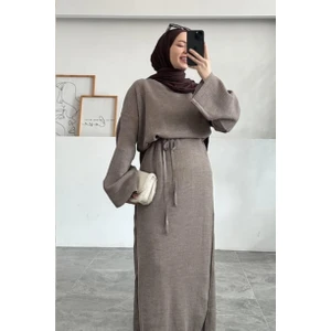 Kadın Volanlı Triko Tesettür Elbise