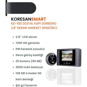 KD-100 Dijital Kapı Dürbünü 2.8” Ekran Hareket Sensörlü