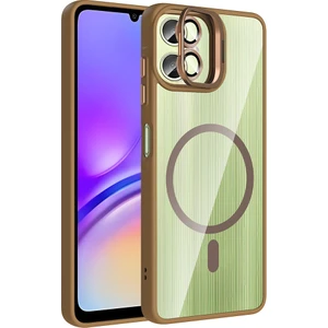 M.TK Moveteck Samsung Galaxy A06 Kılıf Standlı Mika Magsafe Hassas Butonlu Metal Tuşlu + Kamera Lens Camı Hediyeli Set