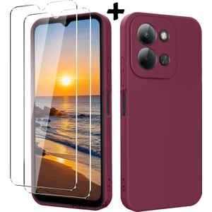 M.TK Moveteck Xiaomi Redmi 15C Kılıf Kamera Korumalı Yumuşak Renkli Mat Silikon + 9h Ekran Koruyucu Cam 2in1 Set