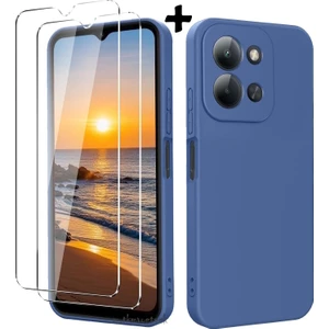 M.TK Moveteck Xiaomi Redmi 15C Kılıf Kamera Korumalı Yumuşak Renkli Mat Silikon + 9h Ekran Koruyucu Cam 2in1 Set