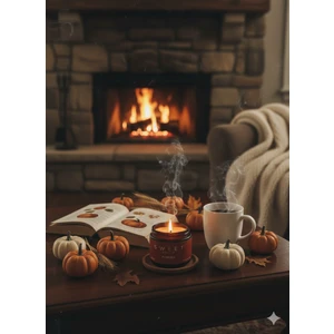 Sweet Pumpkin – Özel Tasarım Balkabağı Kokulu Mum (250GR)  Doğal Vegan Soya Wax | Ahşap Fitil | Özel Cam Kavanoz