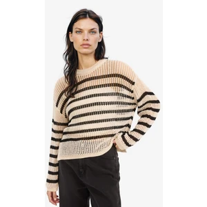 Regular Fit Bisiklet Yaka Çizgili Triko Kazak E6994AX25SM