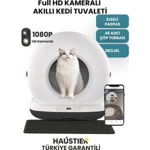 CB002 Kameralı Akıllı Otomatik Kedi Tuvaleti, App ile Uzaktan Kontrol, 72LT Hazne, 7lt Çöp Haznesi