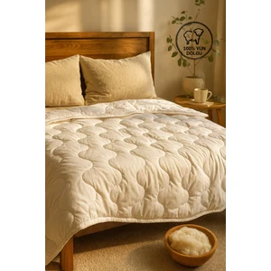 Elyaf Sepeti  %100 Doğal Merinos Kuzu Yününden Çift Kişilik Yün Yorgan, 195x215 cm