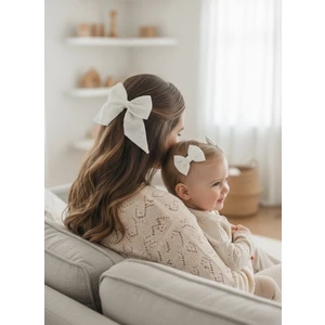 Toka Delisi Fisto El Yapımı Anne Kız Yeni Otomatik Beyaz Fiyonk Toka, Fisto Toka, Kına Nikah Kadin Toka