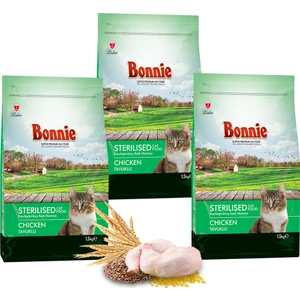 Bonnıe Kısırlaştırılmış Tavuklu Kedi Maması 1,5 kg x 3