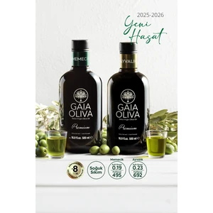 Gaia Oliva 2li Premium Ayvalık ve Premium Memecik 500 ml Erken Hasat Natürel Sızma Zeytinyağı (Yeni Hasat)