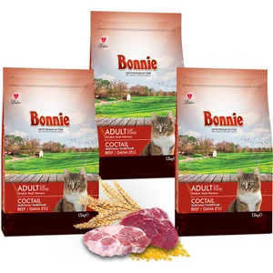 Renkli Taneli Dana Etli Yetişkin Kedi Maması 1,5 kg x 3