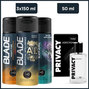 Addiction Men Edt 50 ml & Blade Black Alpha , Star Night, Artificial Intelligence 1.0  3X150 ml