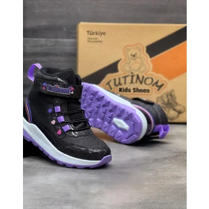 Kız Çocuk Yarım Bot Su Geçirmez Parlak Simli Cırt Cırtlı Termal Bot