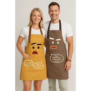 Kumaş Mutfak Önlüğü Seti 2'li Leke Tutmaz Su Itici %65 Pamuk %35 Polyester Kadın - Erkek Angry Önlük