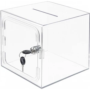 Kırılmaz Şeffaf Dilek, Şikayet Kutusu, Bahşiş Kutusu, Kumbara Tip Box Kilitli 30x30x30 cm