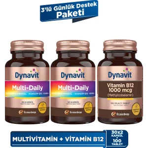 MultiDaily 30 Kapsül x2 & Vitamin B12 1000 mcg 100 Tablet - 3'lü Günlük Destek Paketi