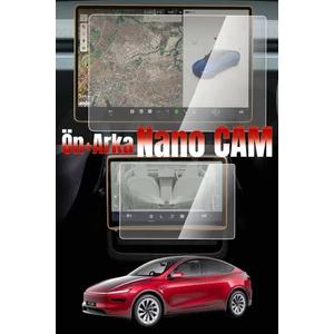 Tesla Model Y Juniper 2025 Ultra İnce Nano Ekran Koruyucu Ön Arka Yolcu Ekranı için 2in1 Multimedya Ekran Parmak Izi Önleyici