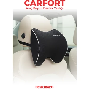 Carfort Büyük Visco Araç Boyun Yastığı – Ortopedik Oto Koltuk Boyun Desteği Siyah - Ergo Travel
