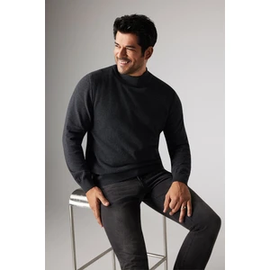 ALTINYILDIZ CLASSICS Erkek Antrasit Standart Fit Normal Kesim Yarım Balıkçı Yaka Pamuklu Triko Kazak