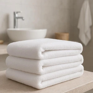 3 Adet 90x150 Cm Beyaz Otel Banyo Havlusu 620 Gram