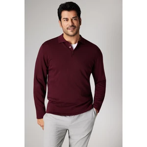 ALTINYILDIZ CLASSICS Erkek Bordo Tüylenme Yapmayan Anti Pilling Kumaş Standart Fit Normal Kesim Polo Yaka Triko Kazak