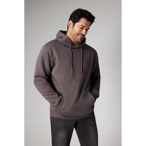 Altınyıldız Classics Erkek Koyu Gri Standart Fit Içi Polarlı 3 Iplik Kapüşonlu Kanguru Cepli Pamuklu Sweatshirt