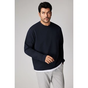 Altınyıldız Classics Erkek Lacivert Standart Fit Normal Kesim 2 İplik Recycle Pamuklu Bisiklet Yaka Sweatshirt