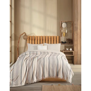 Çizgili, Çift Kişilik 4 Kat Müslin Yatak Örtüsü, Koltuk Örtüsü, Battaniye, Tv Battaniyesi