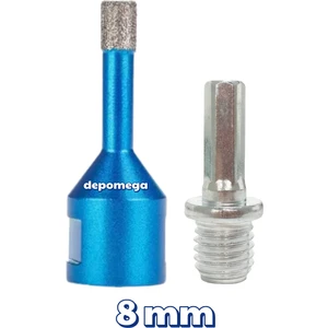 8 mm Granit Mermer Seramik Delme Panç Spiral ve Matkap Için Aparatlı M14