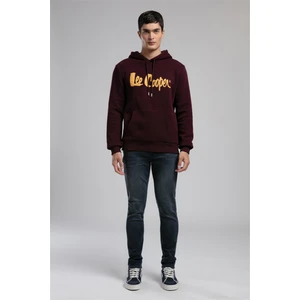 Lee Cooper Greg Erkek Kapüşonlu Sweatshirt Mürdüm