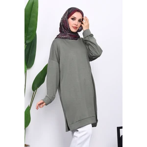 İmaj Butik Haki Bisiklet Yaka Modal Tunik