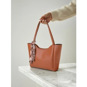 Lumi Kadın Fular Hediyeli Fermuarlı Mıknatıs Kapamalı Shopper El ve Omuz Çantası