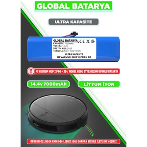 Global Batarya Xiaomi Mi Vacuum Mop 2 Pro Plus 3D Uyumlu Akıllı Robot Süpürge Batarya 14.4V 7000MAH Li-Ion Pil (Ultra Kapasite)