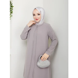 Kolları Taşlı Büyük Beden Anne Elbisesi