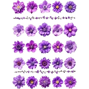 Telaşe Memuru Yenilebilir Mor Çiçek Pasta Süsü - Yenilebilir Pasta Süsü - Çiçek Baskısı- Model 3