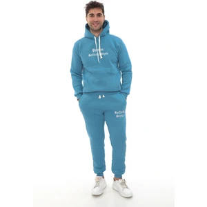 PHANTOM JEANS Açık Mavi Turkuaz Içi Polarlı Erkek Eşofman Takımı Paça Lastikli Cepli Kapüşonlu Nakış Detaylı Compact Takım